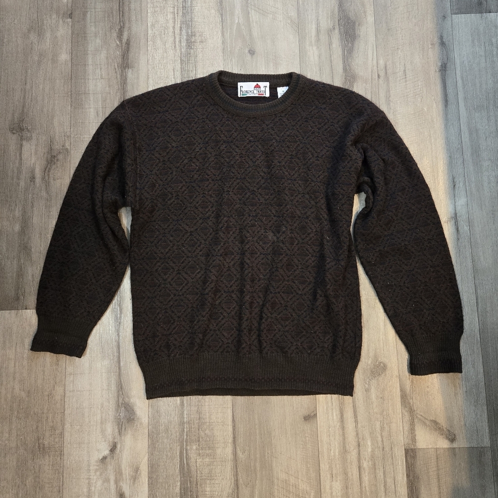 Florence Tricot Brown Geometric Pattern Sweater Size Medium